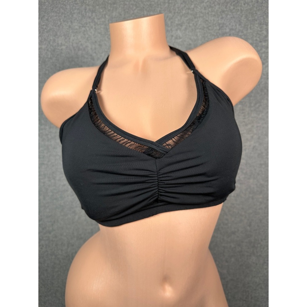 Calia Swimsuit Top‎ Bra Black Criss Cross Womens Adjustable Stretch Solid